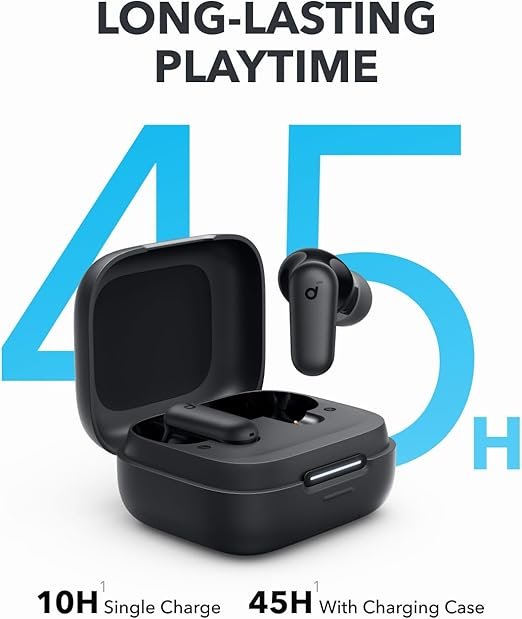 Soundcore By Anker R50i NC True Wireless Earbuds 10mm Drivers with Big Bass, Bluetooth 5.3, 45H Playtime, IP54, AI Clear Calls with 4 Mics, 22 Preset EQs via App-Black, 18 Months Warranty