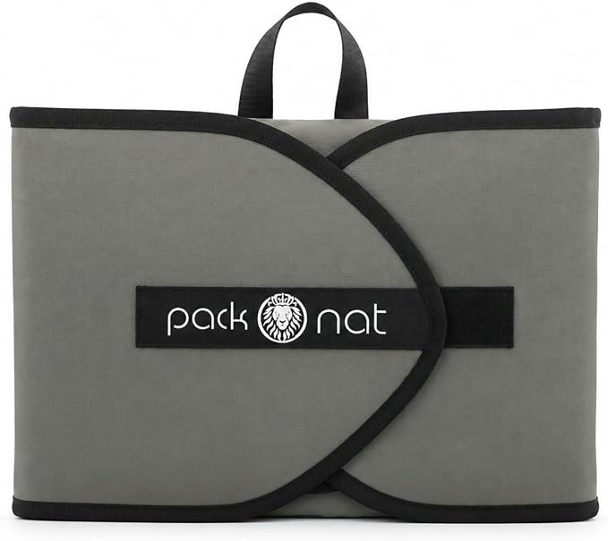natOnat PackOnat Garment Folder for Travel – Wrinkle-Free Suit & Shirt Organizer with Folding Board – Slim Packing System Keeps Clothes Flat in Luggage – Water-Resistant Durable Protector (Gray)